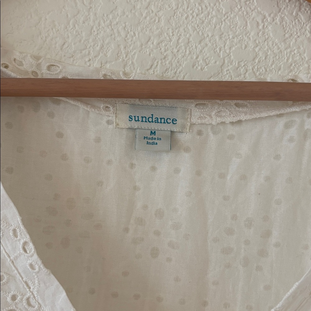 Sundance White Eyelet Dress Size Medium - Picture 2 of 10